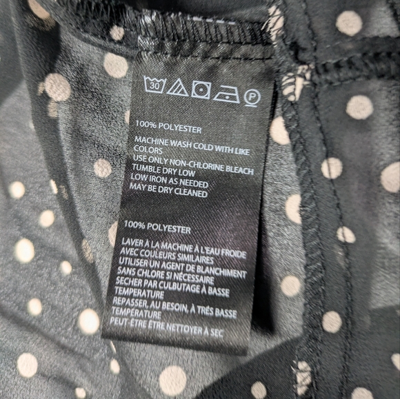 KIMCHI BLUE Tie Front Crop Polka Dots Black White Top Blouse Size L Sheer Kimono - Picture 9 of 11